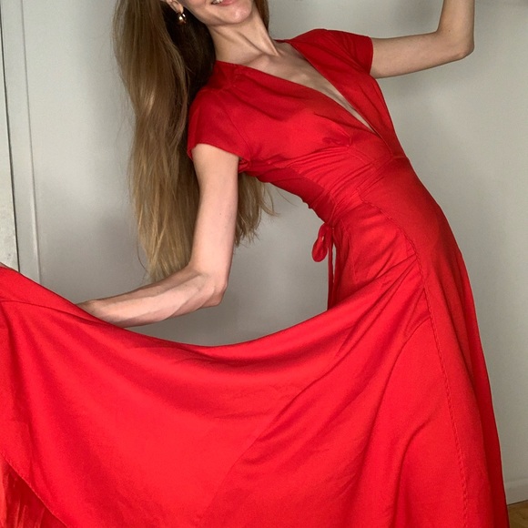 Long maxi elegant dress in red size S - Picture 9 of 11